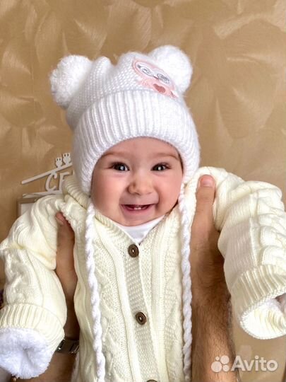 Шапка зима девочке 44-46 с завязками