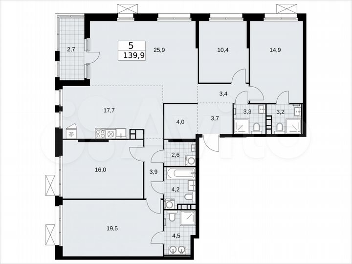 5-к. квартира, 139,9 м², 5/17 эт.