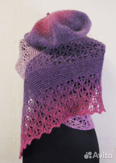 Берет и шарф - бактус, 100% шерсть, новые