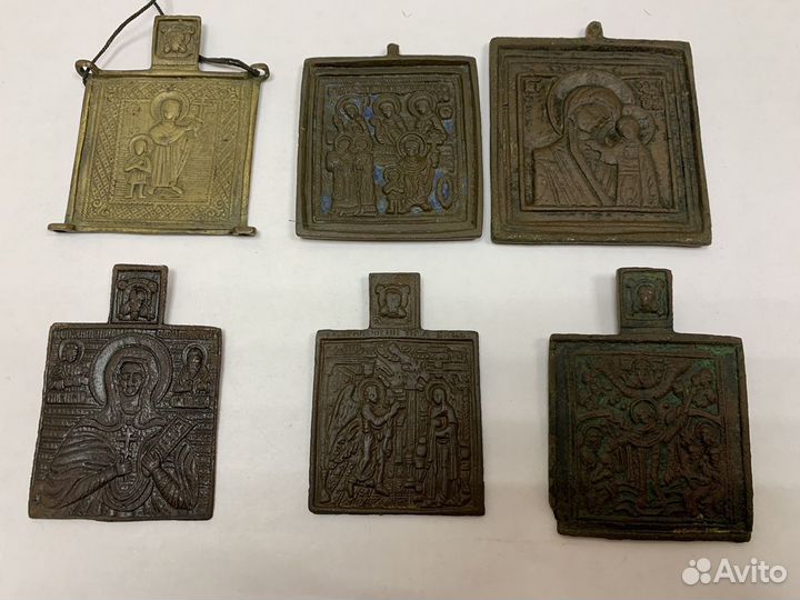 Икона медная. Николай Чудотворец. Богородица. XIX