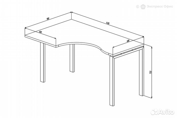 Стол письменный эргономичный левый Sigma SG.231.OD.44.AN.L