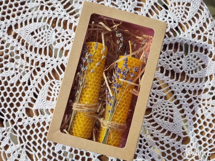 Свечи восковые из вощины 2шт, подарок