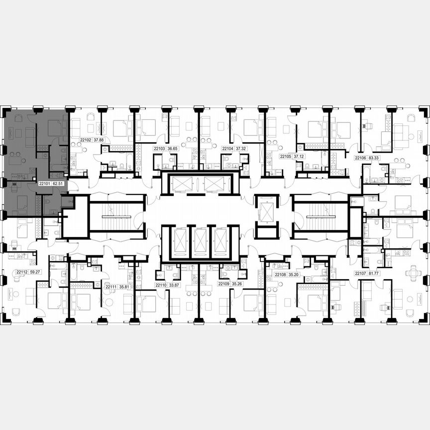 2-к. квартира, 62,5 м², 21/59 эт.