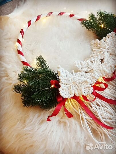 Рождественский венок/декор макраме