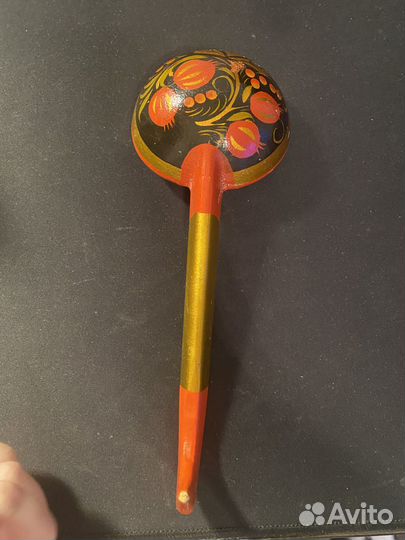 Горшок бочонок с крышкой. Хохлома+ половник