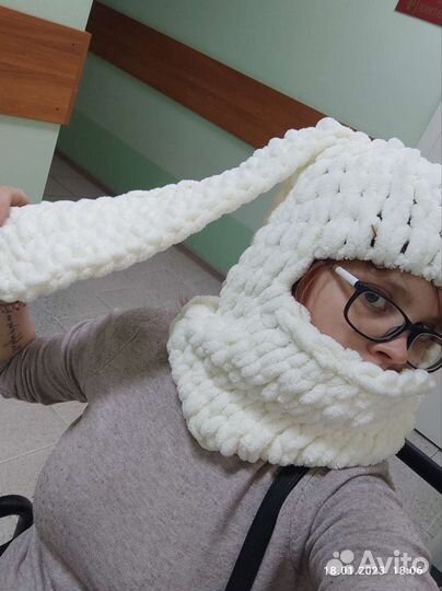 Шапка шлем балаклава заяц новая