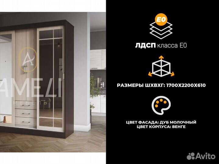 Шкаф купе с зеркалом в комнату