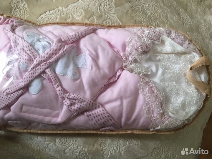 Конверт на выписку (весна-лето) с кружевным уголко