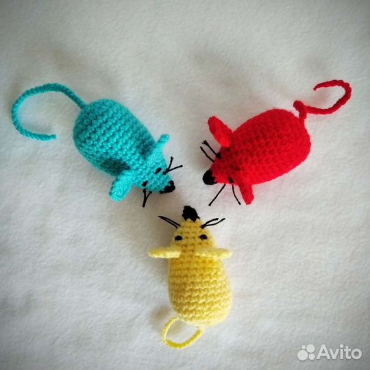 Игрушка для кошки Мышь с кошачьей мятой 3 шт