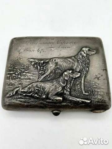 Портсигар ''Собаки'' 40-е годы,серебро, 189гр