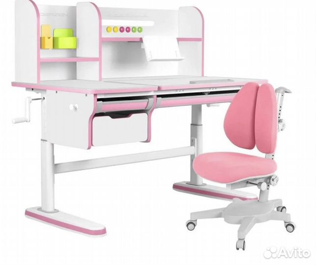Растущая парта Kinderzen Dali Plus белый/розовый