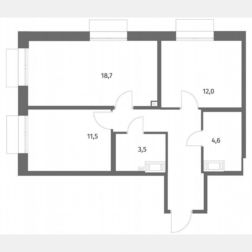 2-к. квартира, 60,6 м², 7/13 эт.