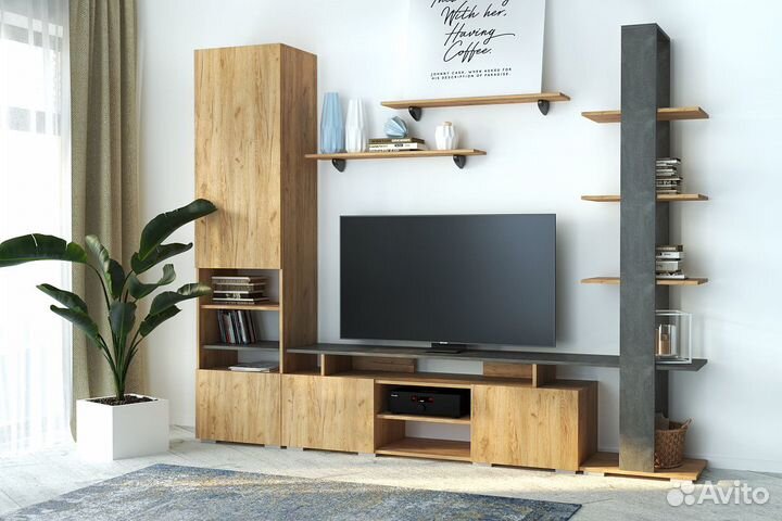 Стенка горка в гостиную. Стиль Лофт. В наличии