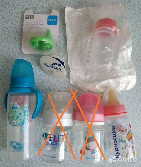 Пустышки, бутылочки, прорезыватели