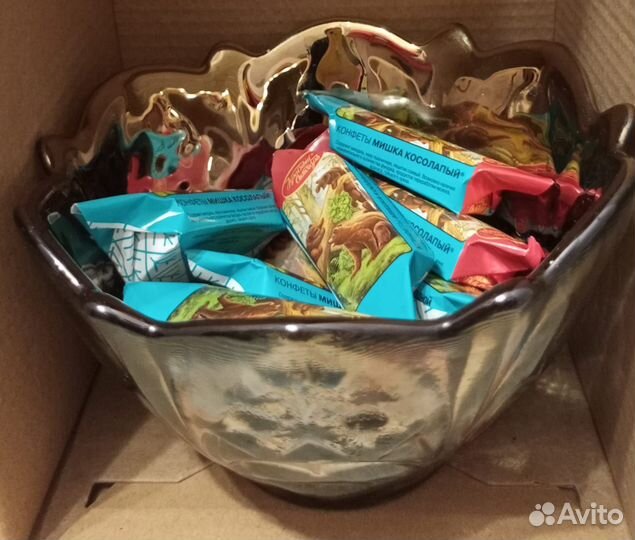 Ваза конфетница цветное стекло