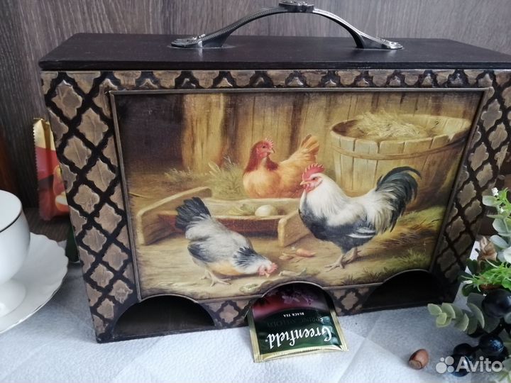 Чайная шкатулка на 3 вида чая Птичий двор