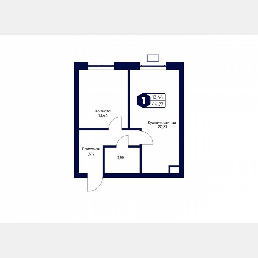 1-к. квартира, 44,8 м², 5/5 эт.