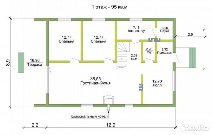 Барнхаус проект 95 кв.м / Артикул R-17