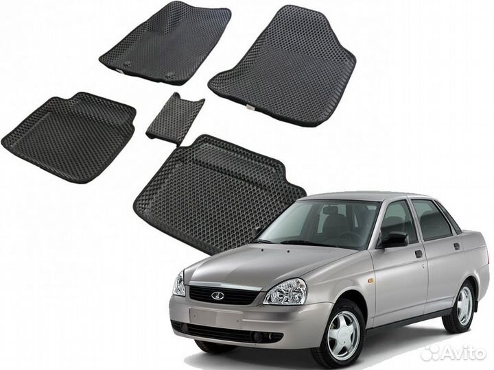 Коврики Ева Эва EVA Приора с бортами черный