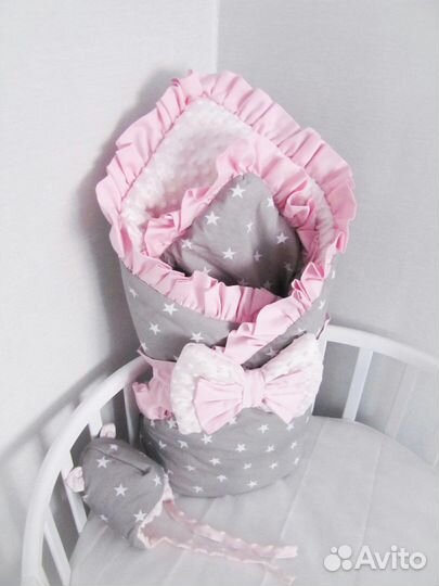 Зимний конверт на выписку с шапочкой