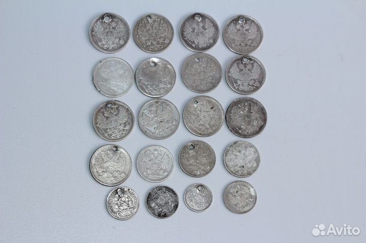 Старинные монеты серебро 20шт