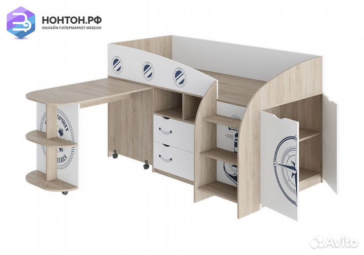 Кровать комбинированная Немо дуб сонома / белый