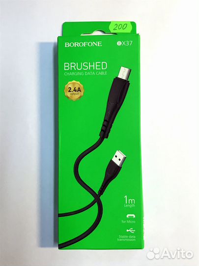 Кабель microusb BX37 2.4A 1M черный borofone