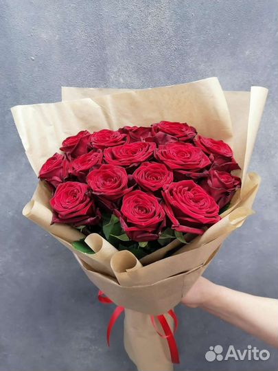 15 красных роз Цветы Букет Розы Красноярск