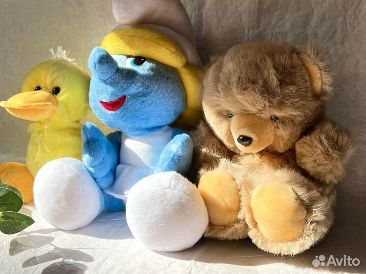 Мягкие игрушки медведь смурфета утка