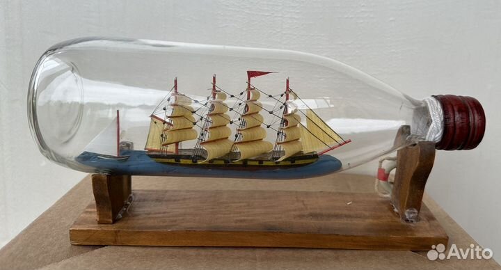 Корабль Парусник в Бутылке Море Винтаж Сувенир