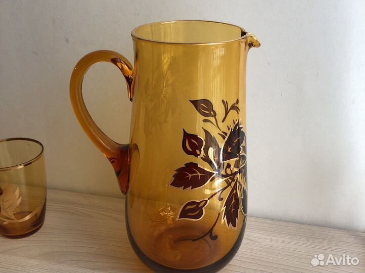 Набор кувшин и 6 стаканов Богемия чсср СССР