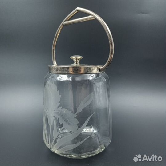 Бисквитница Ар деко Европа Серебро и Хрусталь