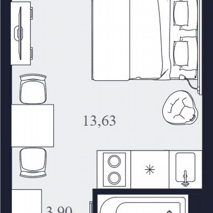 Апартаменты-студия, 21,9 м², 8/24 эт.