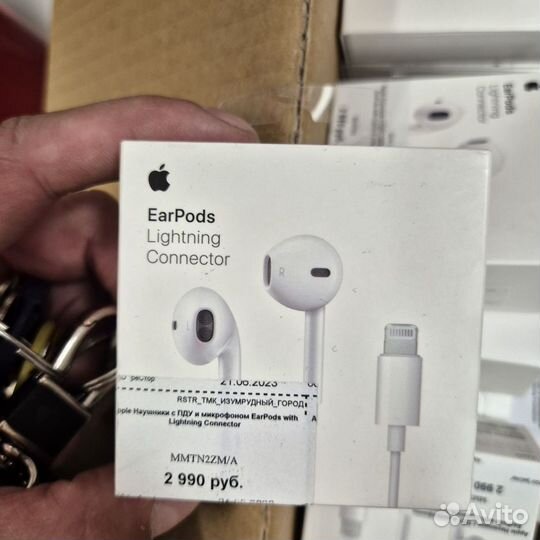 Наушники apple earpods lightning проводные (брак)