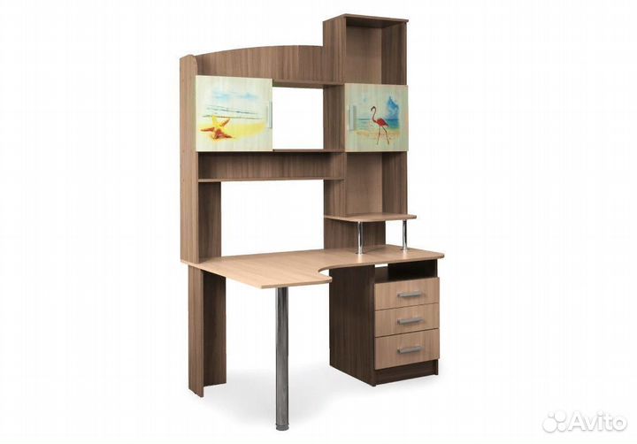 Стол компьютерный № 3 фотопечать (Ясень шимо)