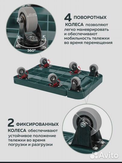 Лёгкая складная тележка для переезда груз 80-180кг