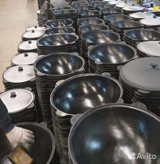 Казан чугунный с печкой с турбой