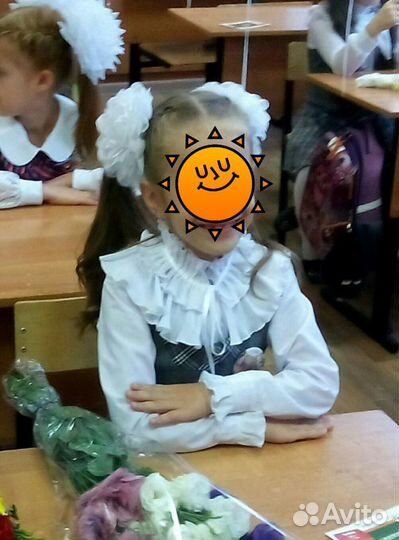 Блузка белая для первоклашки р.122-128