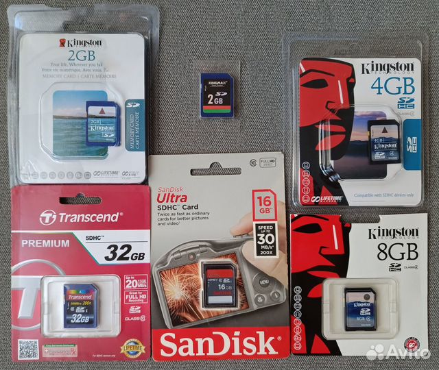 Карты памяти sdhc 32, 16, 8, 4, 2х2 GB
