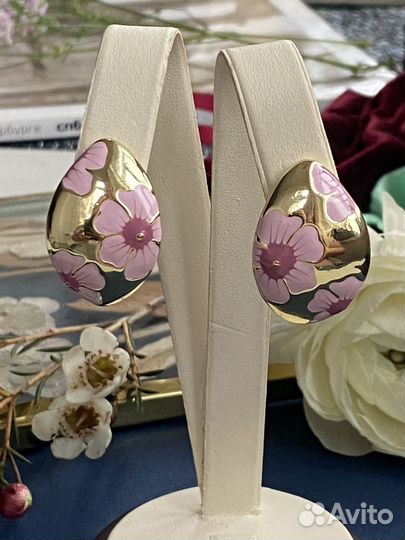 Золотые серьги цветы