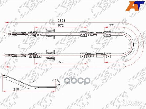 Трос ручного тормоза ford transit 2.0/2.5 RH/LH