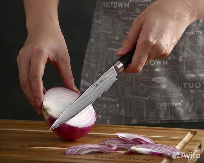 TuoTown кухонный нож Utility сталь Damascus VG-10