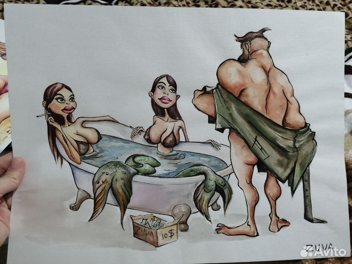 Потешные картины акварелью, живопись а3