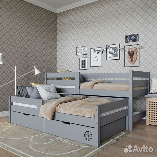 Детская кровать домик из березы для 2-х детей