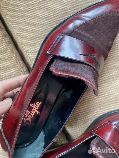 Лоферы 38 р. Италия, нат. кожа, отделка пони