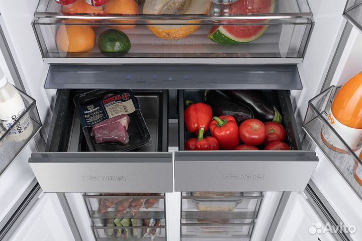 Холодильник weissgauff WCD 590 NoFrost Inverter Premium EcoFresh Blue Glass