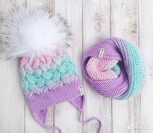 Комплект ручной работы, шапка- снуд- шарф
