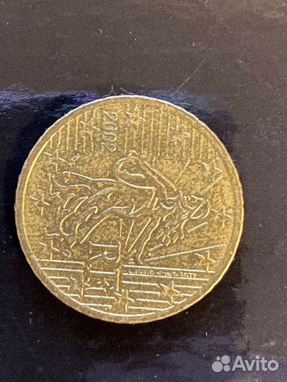 Монета Франция 50 евроцентов, Сеятель 2002 г