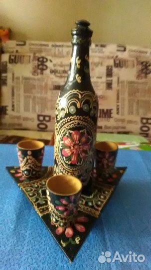 Графин с рюмками (дерево) СССР