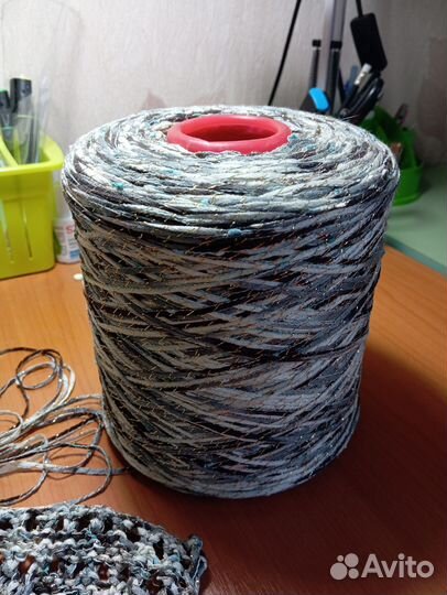 Пряжа хлопок шнурок с люрексом италия